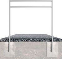 (obrázek pro) Opěrná hrazda s nízk. příčkou na kola 80x20 mm, 100x120 cm, do betonu, lak