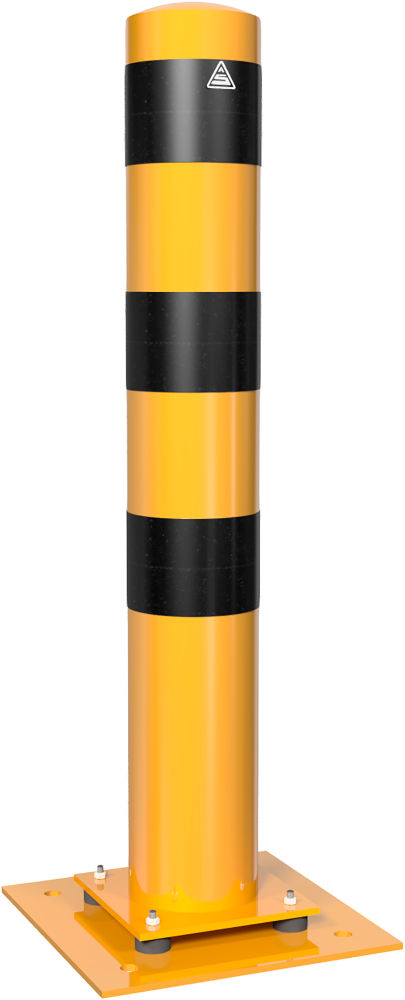 (obrázek pro) Sloupek s gumovým blokem 152 mm, v. 100 cm, na patku, žluto-černý