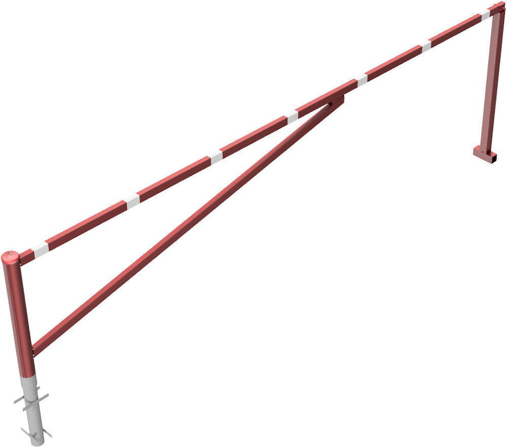 (obrázek pro) Otočná závora F 450 cm, do betonu, pro visací zámek, v. 95 cm, lak