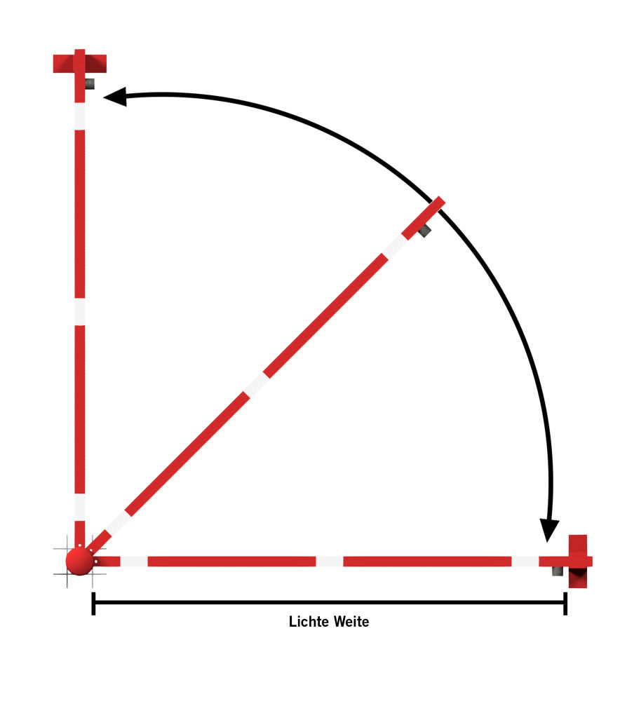 (obrázek pro) Otočná závora F 450 cm, do betonu, cyl. zámek, v. 95 cm, zinek