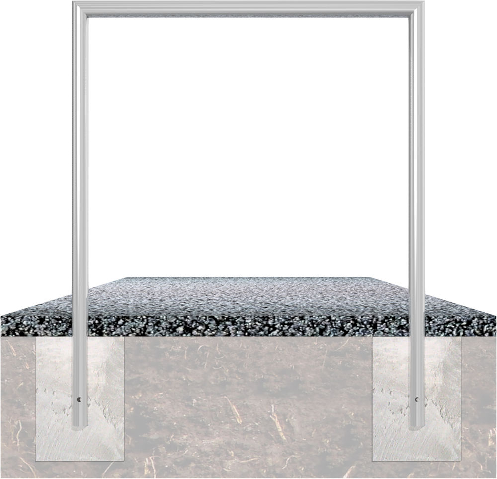 (obrázek pro) Opěrná hrazda z trubky pr. 48 mm, 50x90 cm, do betonu, lak