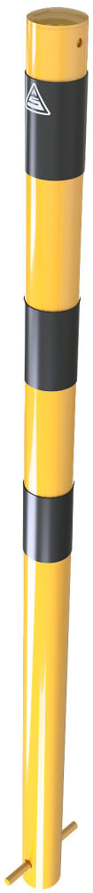 (obrázek pro) Ocelový sloupek pr. 60 mm, do betonu, v. 90 cm, žluto-černý