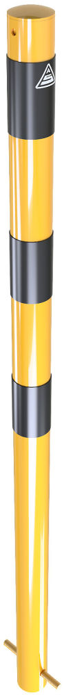 (obrázek pro) Ocelový sloupek pr. 60 mm, do betonu, v. 90 cm, žluto-černý