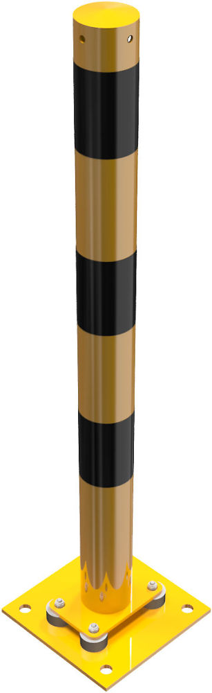 (obrázek pro) Naklonitelný sloupek s gumovým blokem, pr. 76 mm, na patku, žluto-černý
