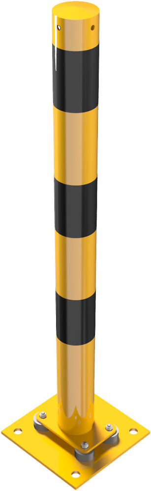 (obrázek pro) Naklonitelný sloupek s gumovým blokem, pr. 76 mm, na patku, žluto-černý